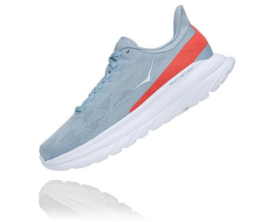 Running Shoes Womens - Hoka One One Mach 4 - Blue/White - RUTPQXE-18